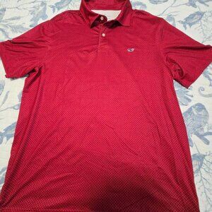 Vineyard Vines Shirt Mens Large Performance Polo - Red -  Free Shipping